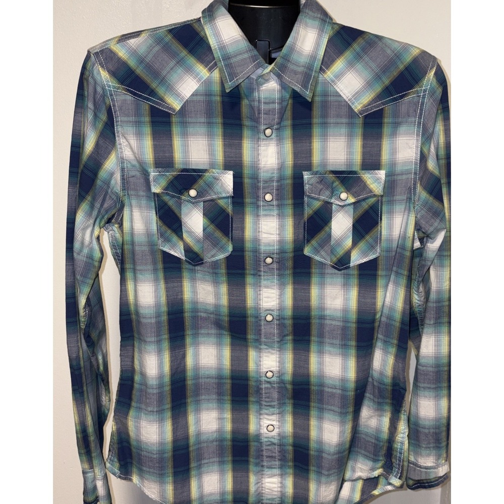 American Eagle Outfitters Plaid Long Sleeve Pearl Snap Western Shirt Men's L